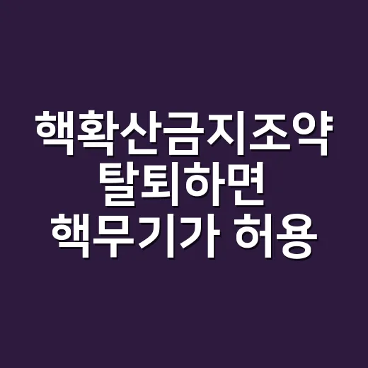 핵확산금지조약 탈퇴하면 핵무기가 허용될까요? - 요약