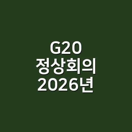 G20 정상회의 2026년 무엇이 달라질까요? - 요약