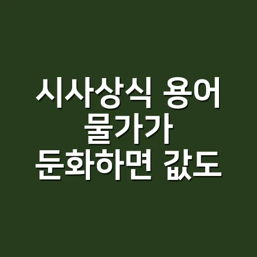 시사상식 용어 물가가 둔화하면 값도 내릴까요? - 요약