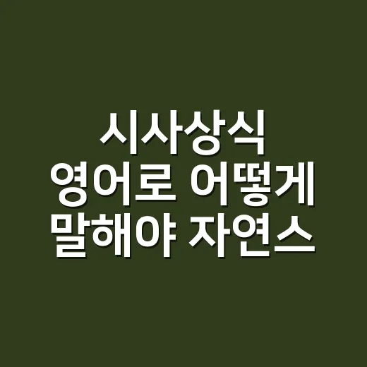 시사상식 영어로 어떻게 말해야 자연스러울까요? - 요약