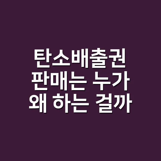 탄소배출권 판매는 누가 왜 하는 걸까요? - 요약