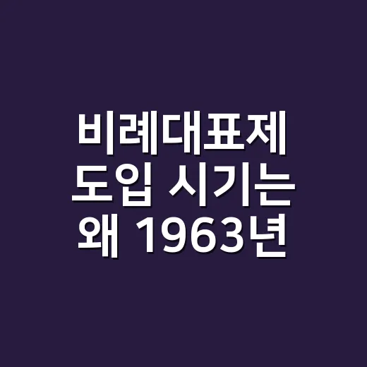 비례대표제 도입 시기는 왜 1963년일까요? - 요약