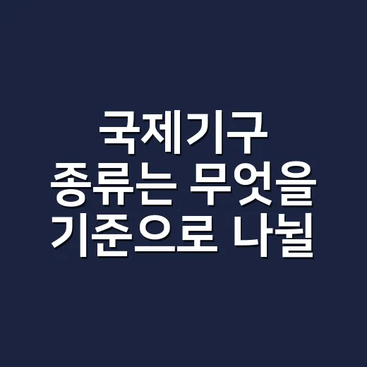 국제기구 종류는 무엇을 기준으로 나뉠까요? - 요약