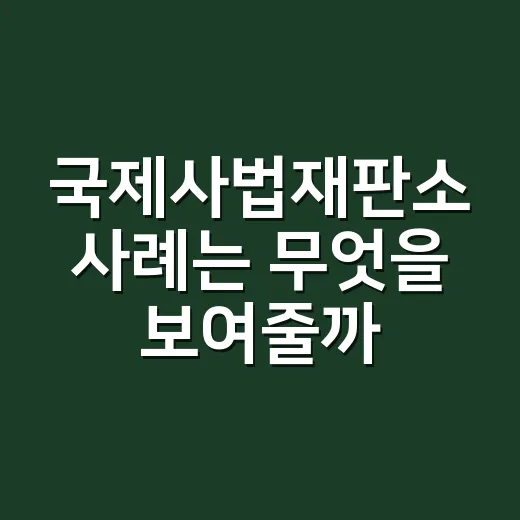 국제사법재판소 사례는 무엇을 보여줄까요? - 요약