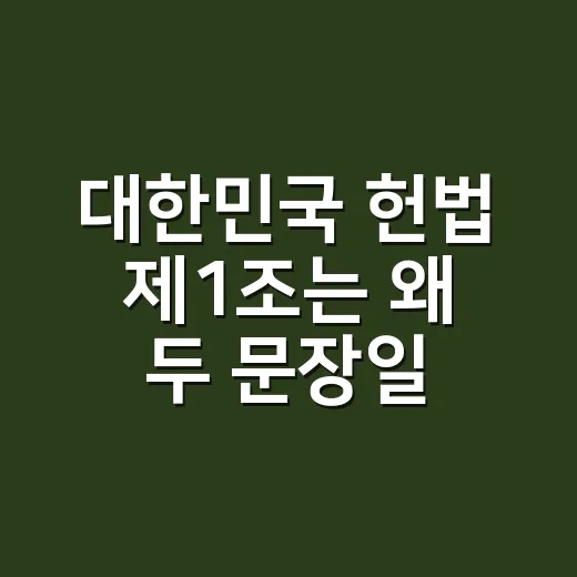 대한민국 헌법 제1조는 왜 두 문장일까요? - 요약