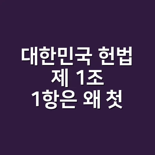 대한민국 헌법 제 1조 1항은 왜 첫머리일까요? - 요약
