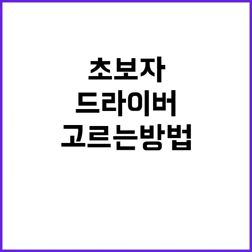 초보자를 위한 드라이버 제대로 고르는 방법 - 요약