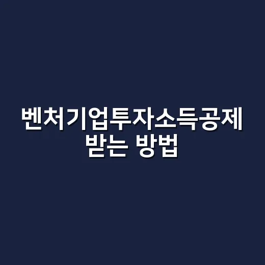 벤처기업투자소득공제 받는 방법, 투자 전 꼭 확인할 기준 - 요약
