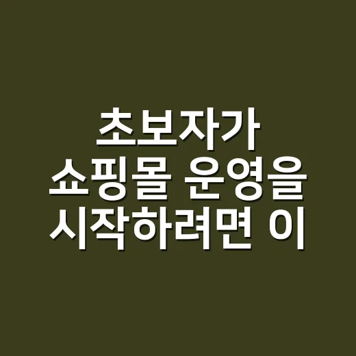 초보자가 쇼핑몰 운영을 시작하려면 이렇게 준비하면 됩니다 - 요약