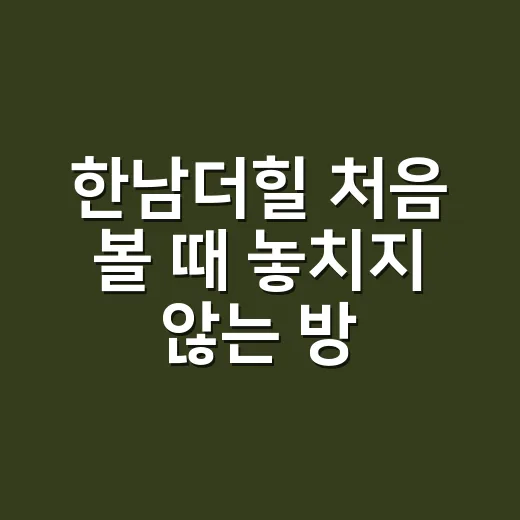 한남더힐 처음 볼 때 놓치지 않는 방법 - 요약