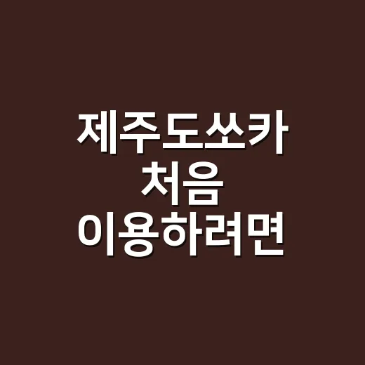 제주도쏘카 처음 이용하려면 이렇게 준비하세요 - 요약