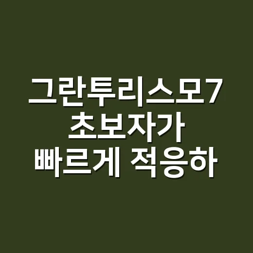 그란투리스모7 초보자가 빠르게 적응하는 방법 - 요약