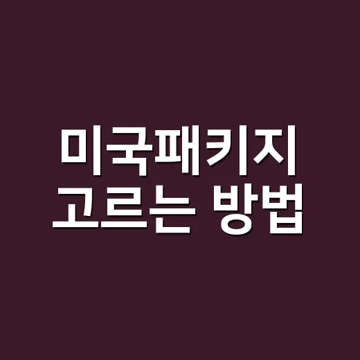 미국패키지 고르는 방법: 초보자가 일정·가격·동선을 비교하는 순서 - 요약