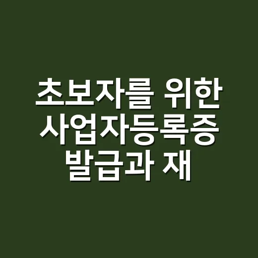 초보자를 위한 사업자등록증 발급과 재발급하는 방법 - 요약