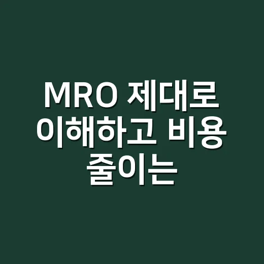 MRO 제대로 이해하고 비용 줄이는 방법 - 요약