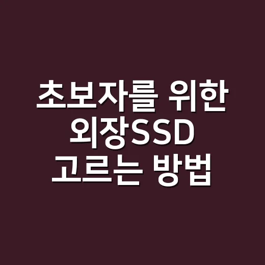 초보자를 위한 외장SSD 고르는 방법, 속도보다 먼저 봐야 할 것들 - 요약