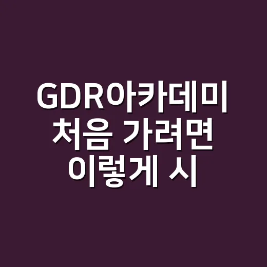 GDR아카데미 처음 가려면 이렇게 시작하는 방법 - 요약