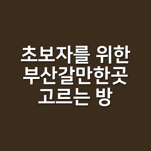 초보자를 위한 부산갈만한곳 고르는 방법 - 요약