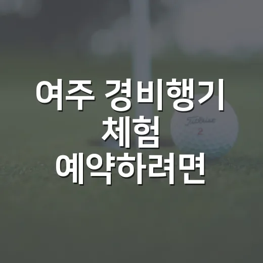 여주 경비행기 체험 예약하려면 이렇게 준비하면 편해요 - 요약