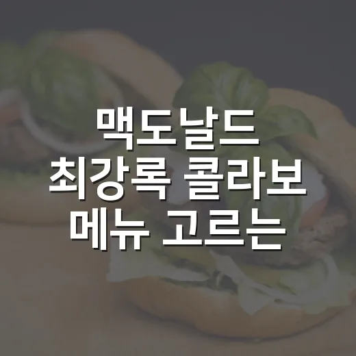 맥도날드 최강록 콜라보 메뉴 고르는 방법 - 요약