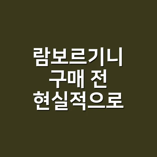 람보르기니 구매 전 현실적으로 따져보는 방법 - 요약