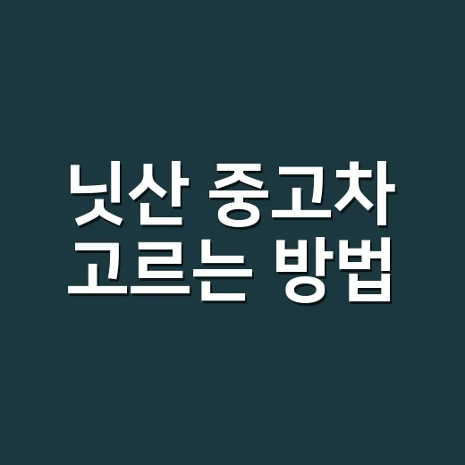 닛산 중고차 고르는 방법, 처음 보는 사람도 놓치지 않을 체크포인트 - 요약