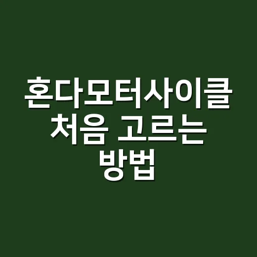 혼다모터사이클 처음 고르는 방법, 용도별로 이렇게 보면 쉽습니다 - 요약