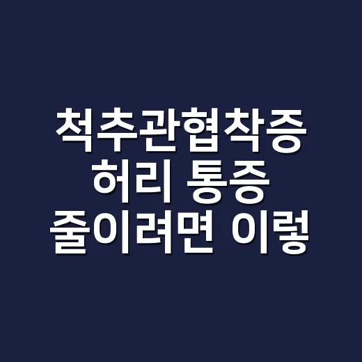 척추관협착증 허리 통증 줄이려면 이렇게 관리하세요 - 요약
