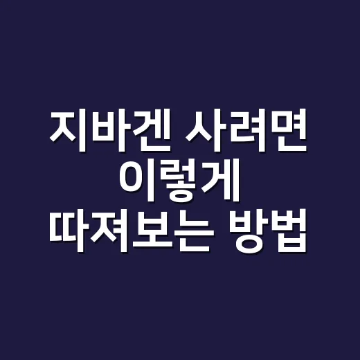 지바겐 사려면 이렇게 따져보는 방법 - 요약