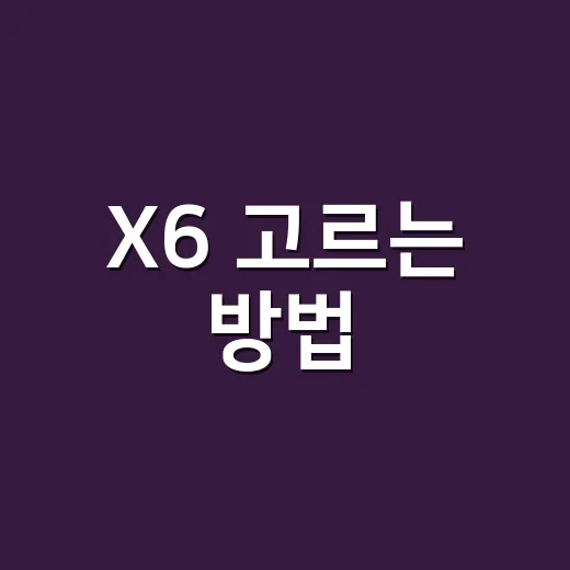 X6 고르는 방법, 초보자가 놓치기 쉬운 기준부터 잡기 - 요약
