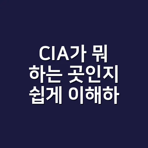 CIA가 뭐 하는 곳인지 쉽게 이해하는 방법 - 요약
