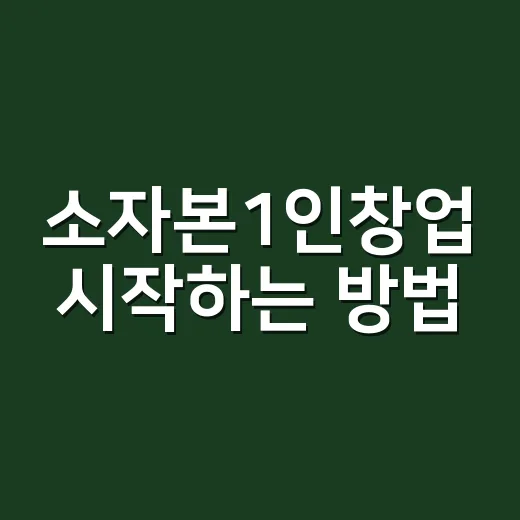 소자본1인창업 시작…