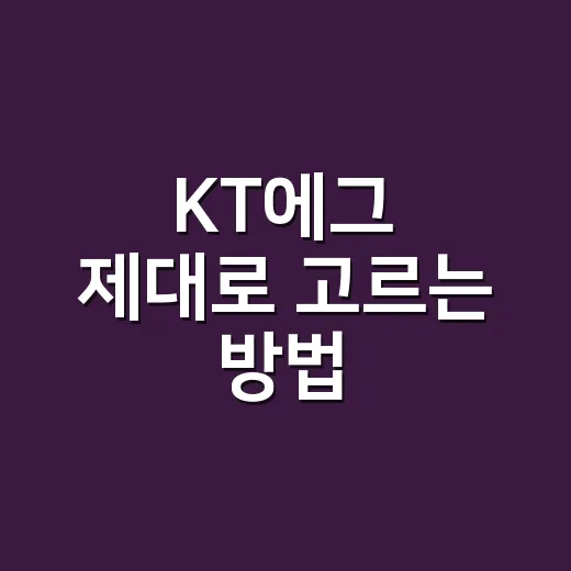 KT에그 제대로 고르는 방법, 요금제부터 사용 패턴까지 이렇게 보면 됩니다 - 요약