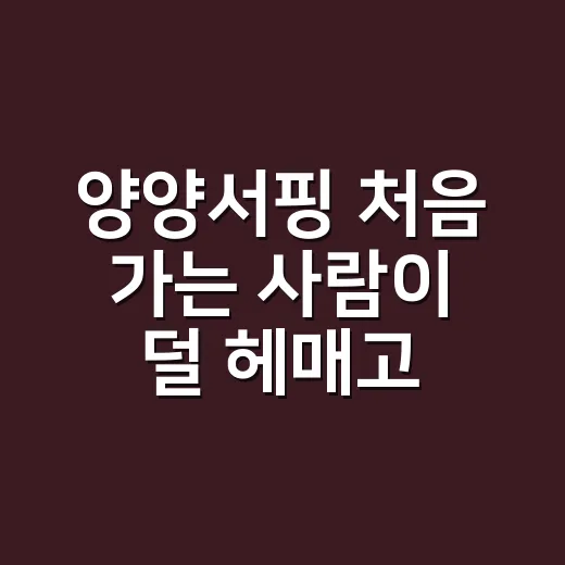 양양서핑 처음 가는 사람이 덜 헤매고 즐기는 방법 - 요약