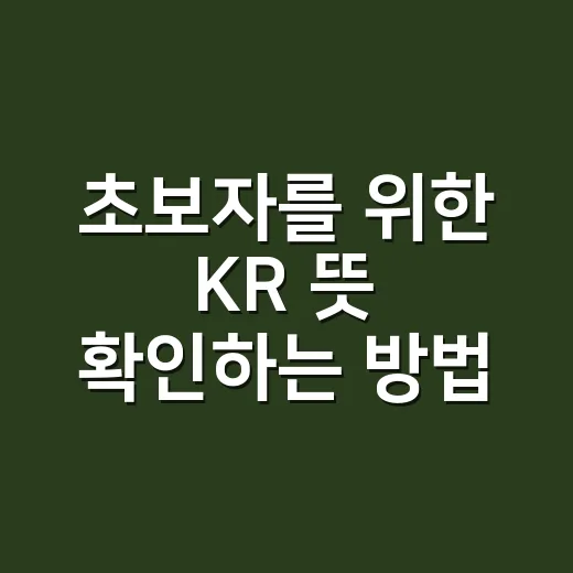 초보자를 위한 KR 뜻 확인하는 방법 - 요약