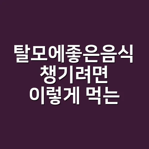 탈모에좋은음식 챙기려면 이렇게 먹는 게 현실적입니다 - 요약