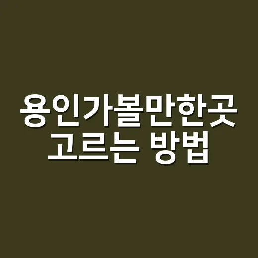 용인가볼만한곳 고르는 방법, 반나절부터 하루 코스까지 - 요약
