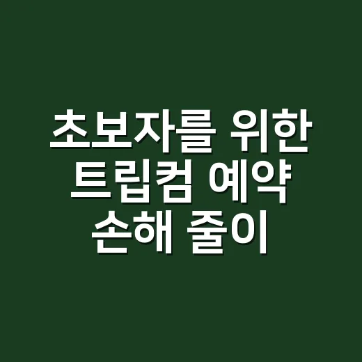 초보자를 위한 트립컴 예약 손해 줄이는 방법 - 요약