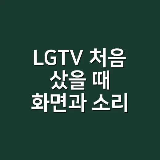 LGTV 처음 샀을 때 화면과 소리 맞추는 방법 - 요약