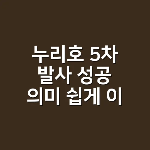 누리호 5차 발사 성공 의미 쉽게 이해하는 방법 - 요약