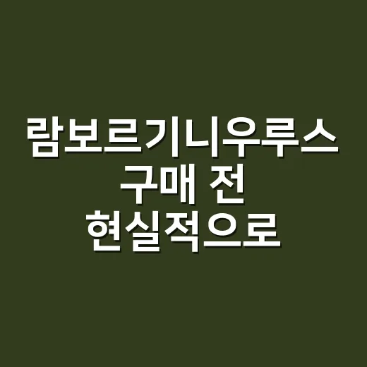 람보르기니우루스 구매 전 현실적으로 따져보는 방법 - 요약
