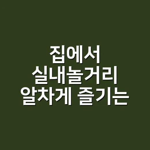 집에서 실내놀거리 알차게 즐기는 방법, 돈 많이 안 쓰고 하루 채우기 - 요약