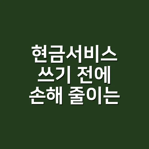 현금서비스 쓰기 전에 손해 줄이는 방법 - 요약
