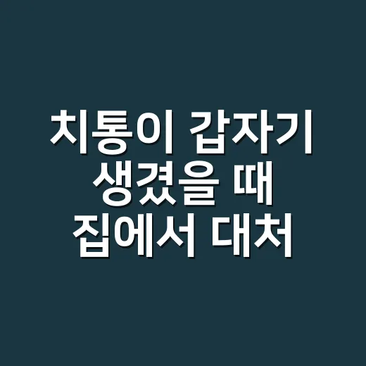 치통이 갑자기 생겼을 때 집에서 대처하는 방법 - 요약