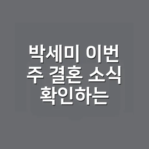 박세미 이번 주 결혼 소식 확인하는 방법 - 요약