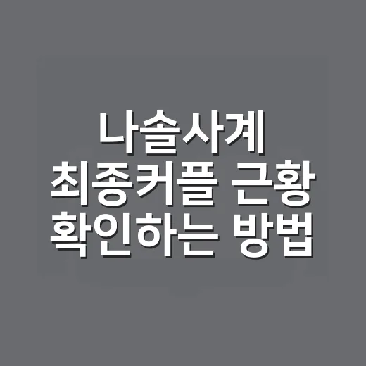 나솔사계 최종커플 근황 확인하는 방법 - 요약