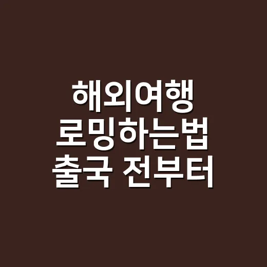 해외여행 로밍하는법 출국 전부터 차근차근 - 요약
