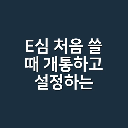 E심 처음 쓸 때 개통하고 설정하는 방법 - 요약