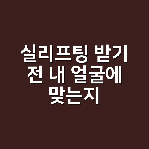 실리프팅 받기 전 내 얼굴에 맞는지 확인하는 방법 - 요약