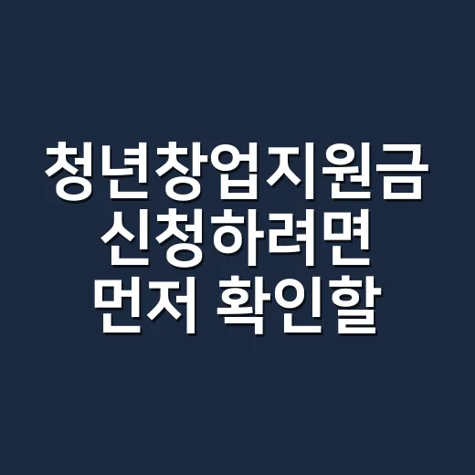 청년창업지원금 신청하려면 먼저 확인할 것들 - 요약